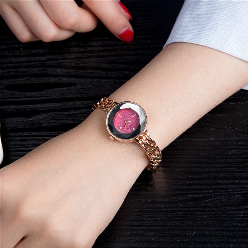 Модные женские часы-браслет женские часы Zegarek Damski Reloj Mujer женские часы Роскошные наручные часы с кристаллами - Цвет: Pink