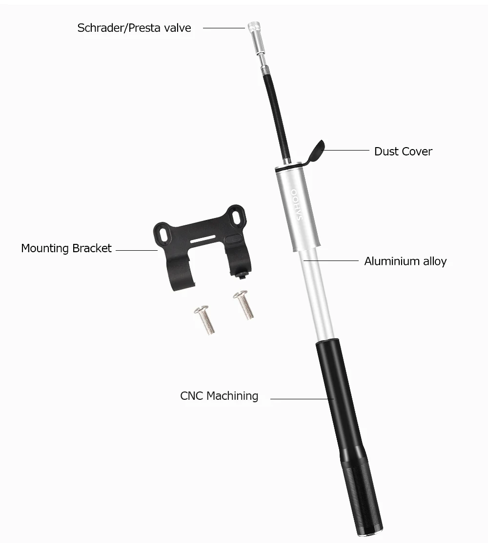 Sahoo Bicycle Pump Bike Pump Schrader Mini Bike Air Tire Pump Reversible Presta and Schrader High Pressure Ball Inflator