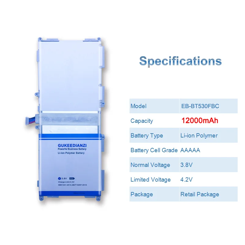 12000 мАч планшет Батарея для samsung GALAXY Tab 4 10,1 SM-T530 SM-T531 SM-T533 SM-T535 SM-T537 P5220 EB-BT530FBC EB-BT530FBE - Цвет: battery only