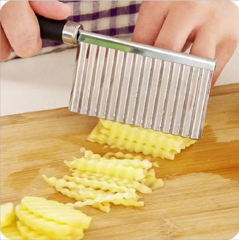 2pcs Practical Professional Reusable Lightweight Durable Potato Cutter Stainless Steel Wave Shape Friends Co-worker Family | Дом и сад