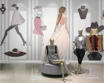 

beibehang 3d wallpaper Customized modern small fresh shopping mall commercial clothing store background wall decoration painting