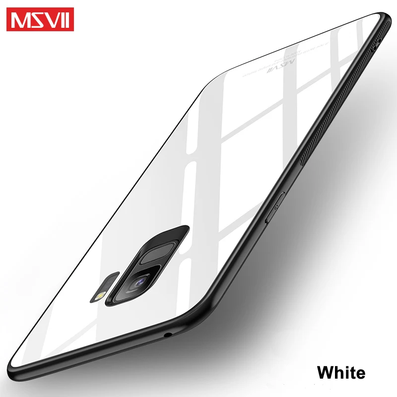 White S8/S9/S10 Plus чехол MSVII стеклянный чехол для samsung Galaxy S10 S9 чехол зеркальный стеклянный чехол для Galaxy S8 S9 S10/S10+ S10e/S10 Lite - Цвет: White