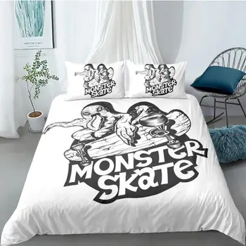 

Abstract Monster Bedding Sets King Simple Creative High End Duvet Cover White Queen Twin Single Double Unique Design Bed Set