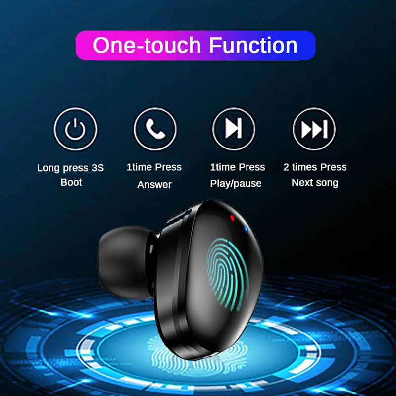 Sicneka мини-TWS Bluetooth 5,0 наушники с 2200 мАч зарядным устройством беспроводные наушники гарнитура с дисплеем питания наушники