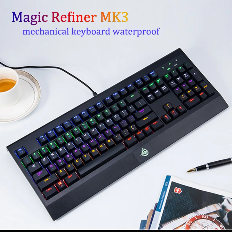

Magic Refiner MK3 High-End Mechanical Waterproof Keyboard RGB Backlight USB Wired Glowing Game Keyboard For PC