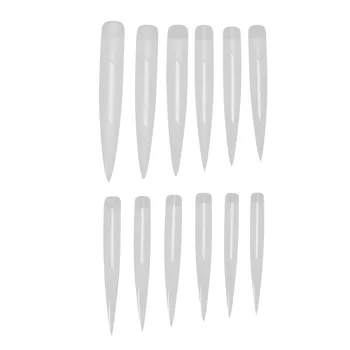 

10 Packs of 120PCS False Nail Tips Nail Salon Sharp Nail Slices Nail Art Sample Display Piece Lengthen Fake Nail Patch Stage Art