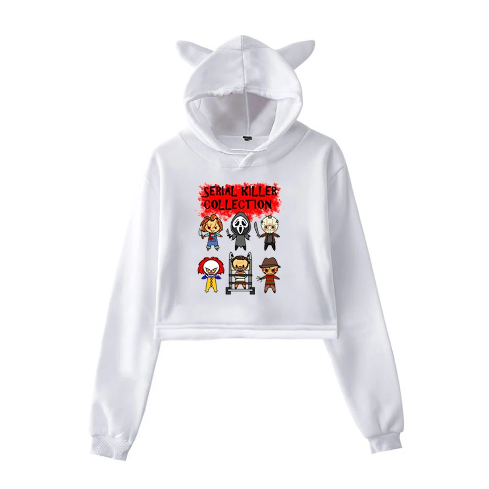 Kawaii Hoodie 1 Худи с кошачьими ушами из фильма ужасов для девочек-подростков; Повседневная Толстовка с капюшоном Kawaii; Женская милая уличная толстовка; Осенняя толстовка с капюшоном в стиле Харадзюку - Цвет: Kawaii Hoodie 1