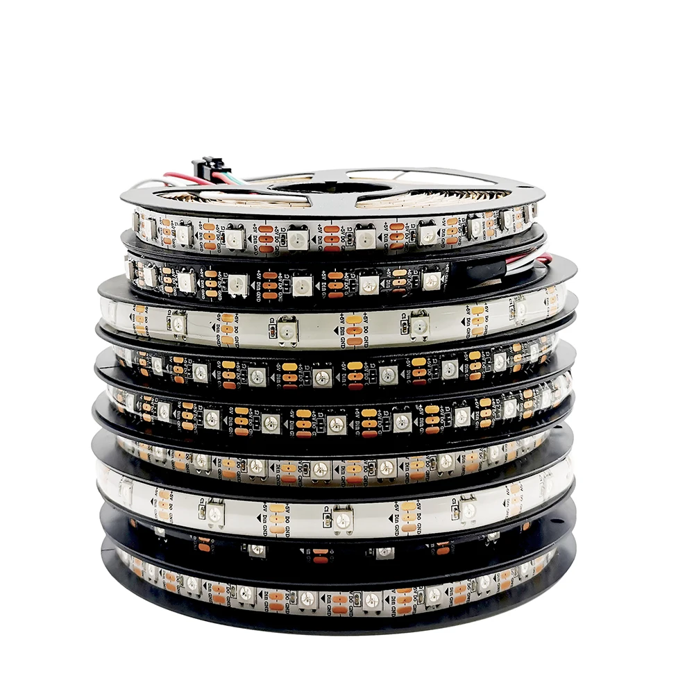 DC5V WS2812B Individually Addressable Smart 5050 RGB Led Strip Lights 3Pin Black White 10MM Wide PCB 30/60/144Pixels/M IP30/65/67