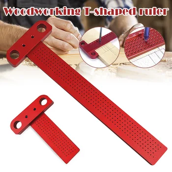 

Woodworking T-Cross Rulers Hole Scribing Measurement Gauge Carpenter Scriber Tool CLH@8
