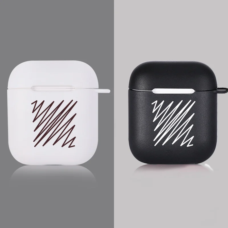 

New Off oil painting Soft Silicone Case For apple Airpods 1 2 stripe ECG 2019SS white Wireless Bluetooth headset Earphone cover
