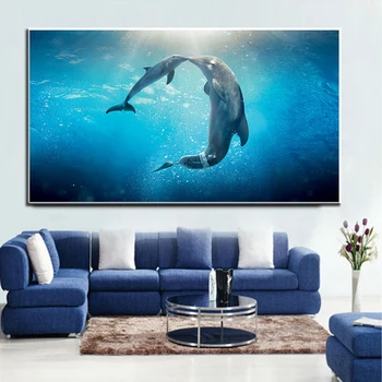 

Modern Wall Art Seascape Paintings on Canvas Shark Dolphin Posters and Prints for Living Room Dinner Wall Pictures Cuadros Decor