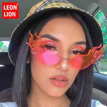 

LeonLion 2019 Flame Retro Sunglasses Women/Men Brand Designer Sun Glasses Women Luxury Sunglasses Rimless Oculos De Sol Feminino