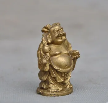 

China Chinese Buddhism brass wealth Yuan bao Laughter Maitreya Buddha Statue