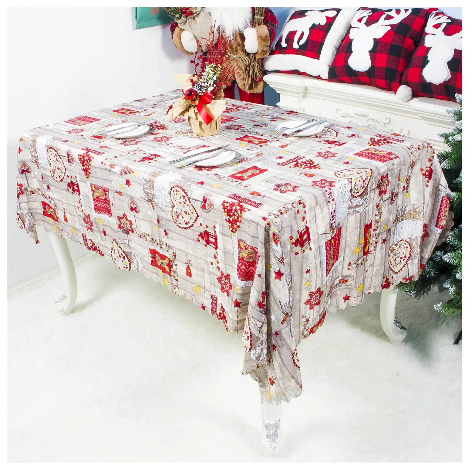  Christmas table cloth Christmas cartoon polyester table cloth can be washed 150*180 cm Christmas ta