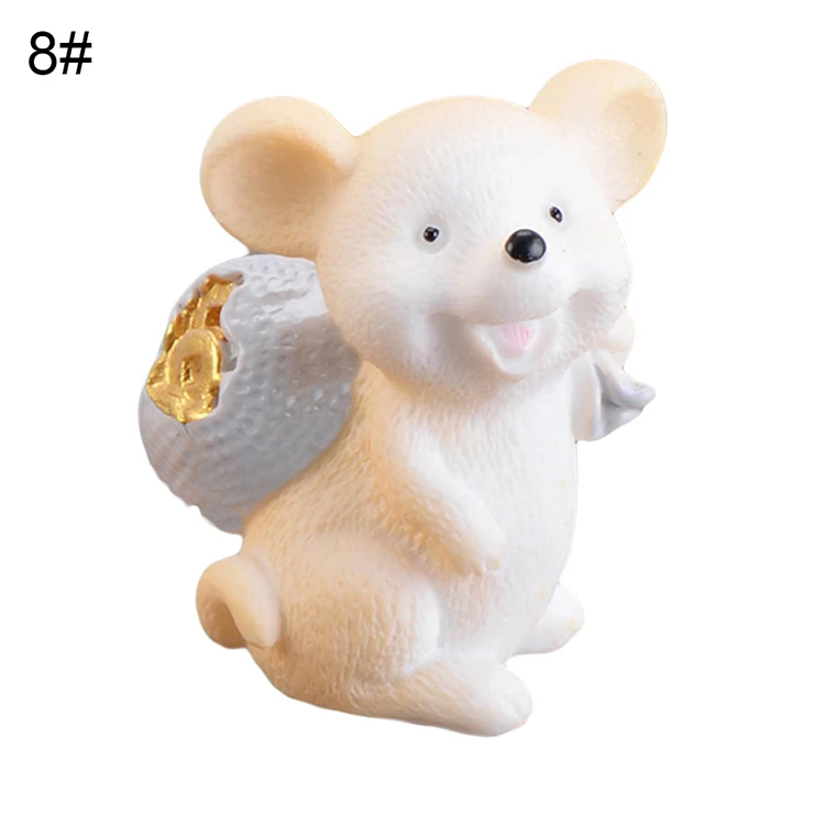 8 Mini Shengxiao Figurine Resin Decoration Crafts Ingot Gold Coin Lucky Rat Animal Figurines Statue DIY Garden Table Ornament - Color: 8