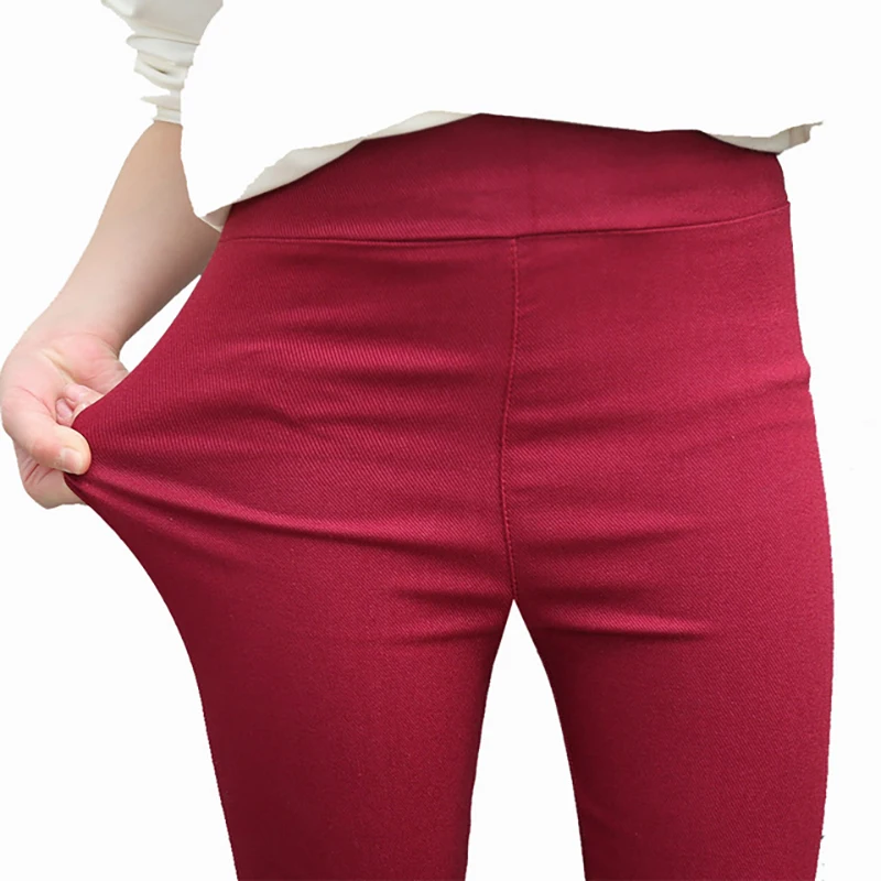 Girls' Pencil Pants Spring And Autumn Kids Casual Solid Color Pocket Outer Wear Stretch Trousers
