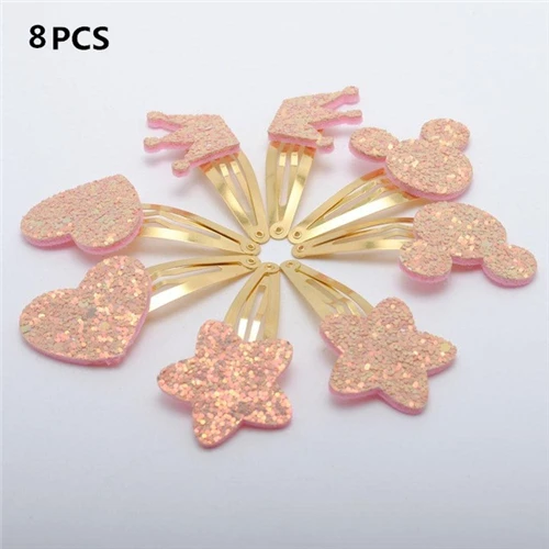 5-8pcs 8/10 шт. новое Золотое колье с Микки-Маусом для девочек уши Заколки для волос Детские блестящие заколки для волос с Микки Маусом для волос в виде короны, заколка для волос аксессуары для волос - Цвет: 5-8pcs