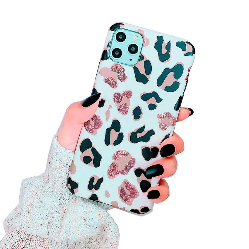 Sexy Leopard Print Split Joint Phone Case For iPhone 11 Pro Max XS XR 6 6S 7 8 Plus Laser Soft IMD Back Cover Coque | Мобильные