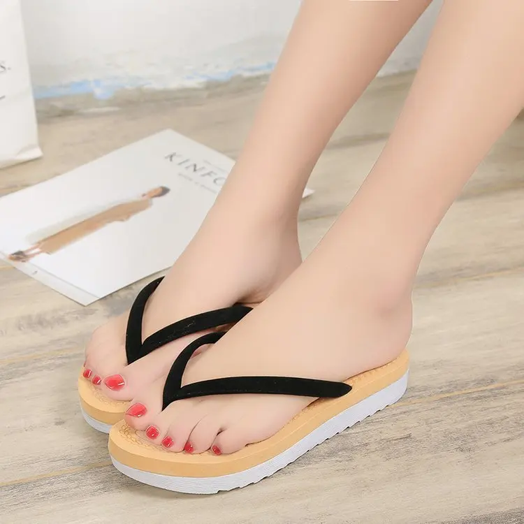 

2019 Summer Flat Heel Suede Split Toe Flip-flops Women's Thick Bottomed Beach Sandals Women's Anti-slip WOMEN'S Casual Shoes