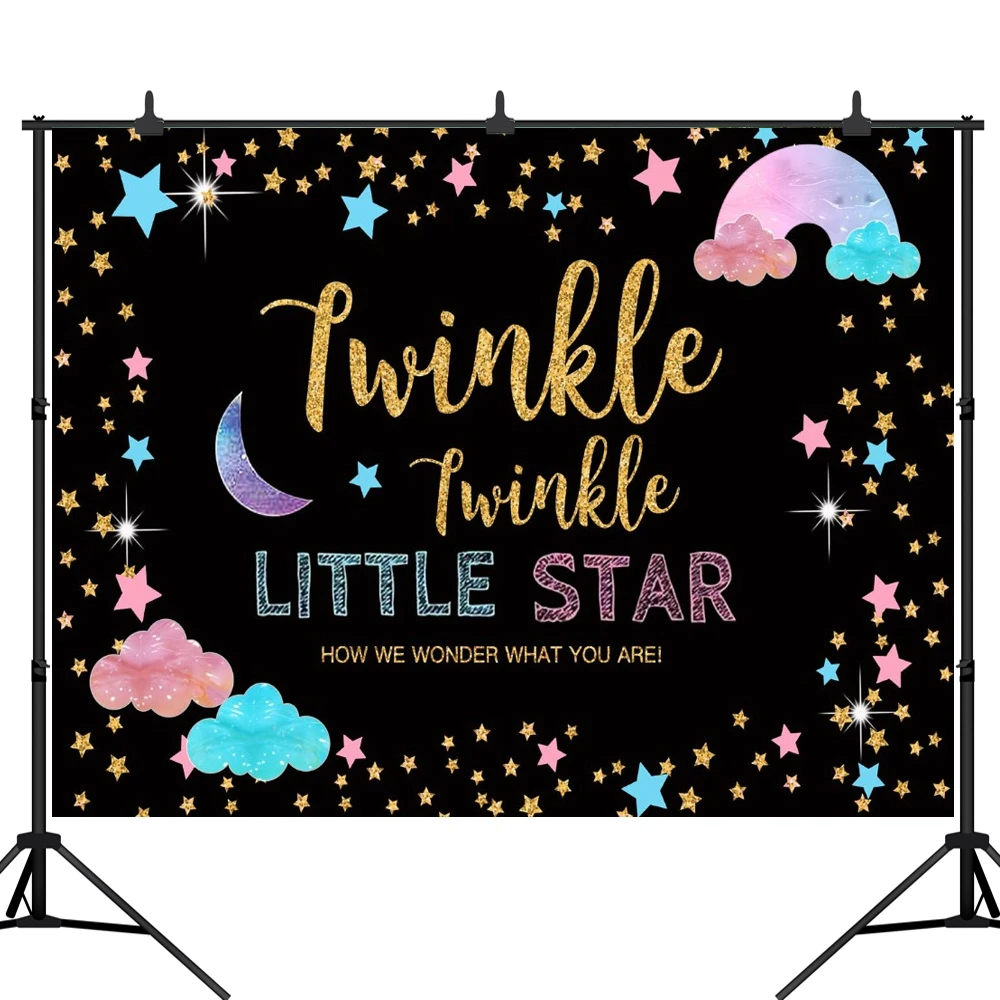 

Twinkle Twinkle Little Star Backdrops Birthday Party Baby Shower Photography Background For Cake Table Watercolor Decor