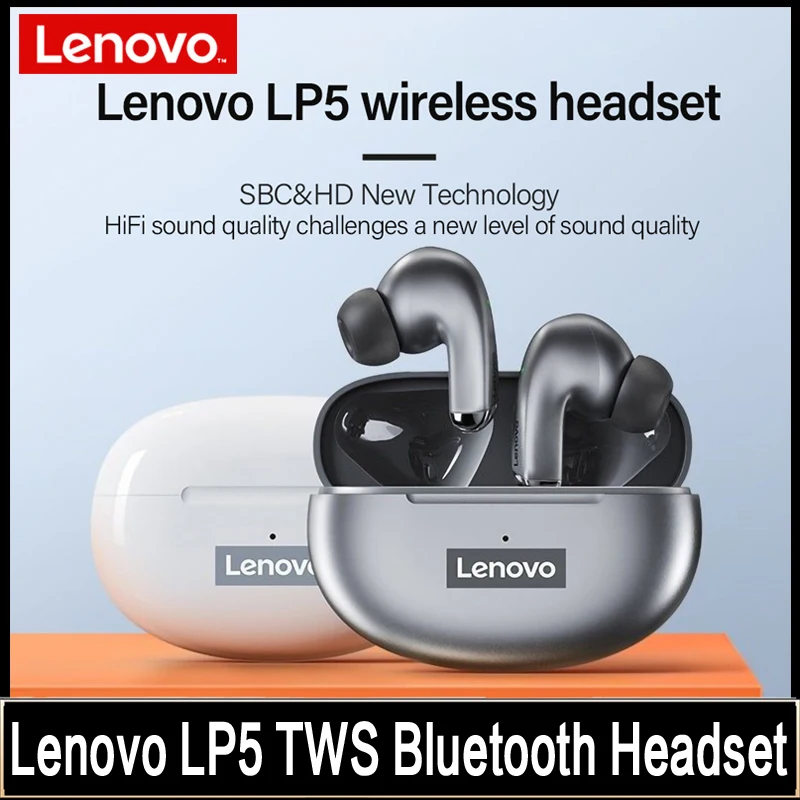 Беспроводные наушники Lenovo LP5 Bluetooth TWS гарнитура Mini 9D HiFi стерео спортивные с