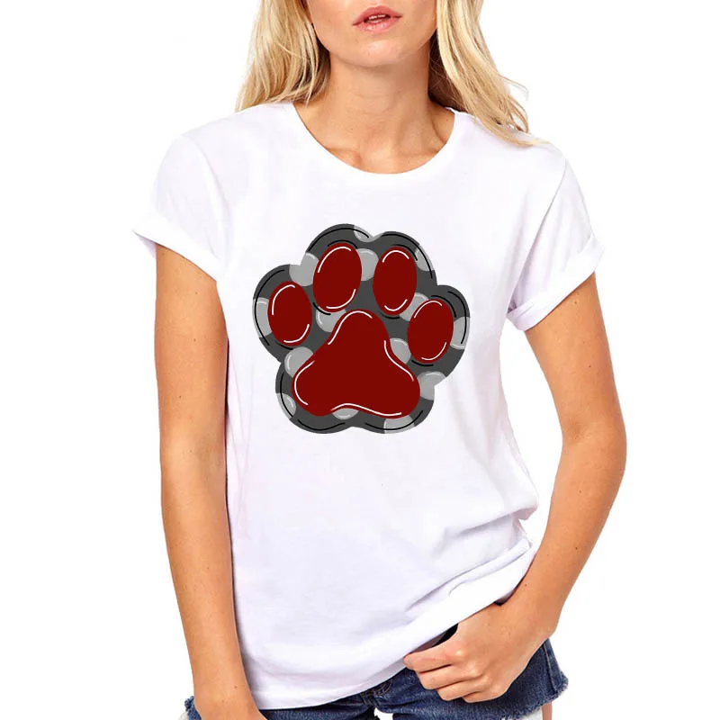 Женская футболка с милыми лапами для собак, с цветочным принтом, с принтом, женская футболка в стиле панк, Harajuku, женская футболка - Цвет: bvr9817