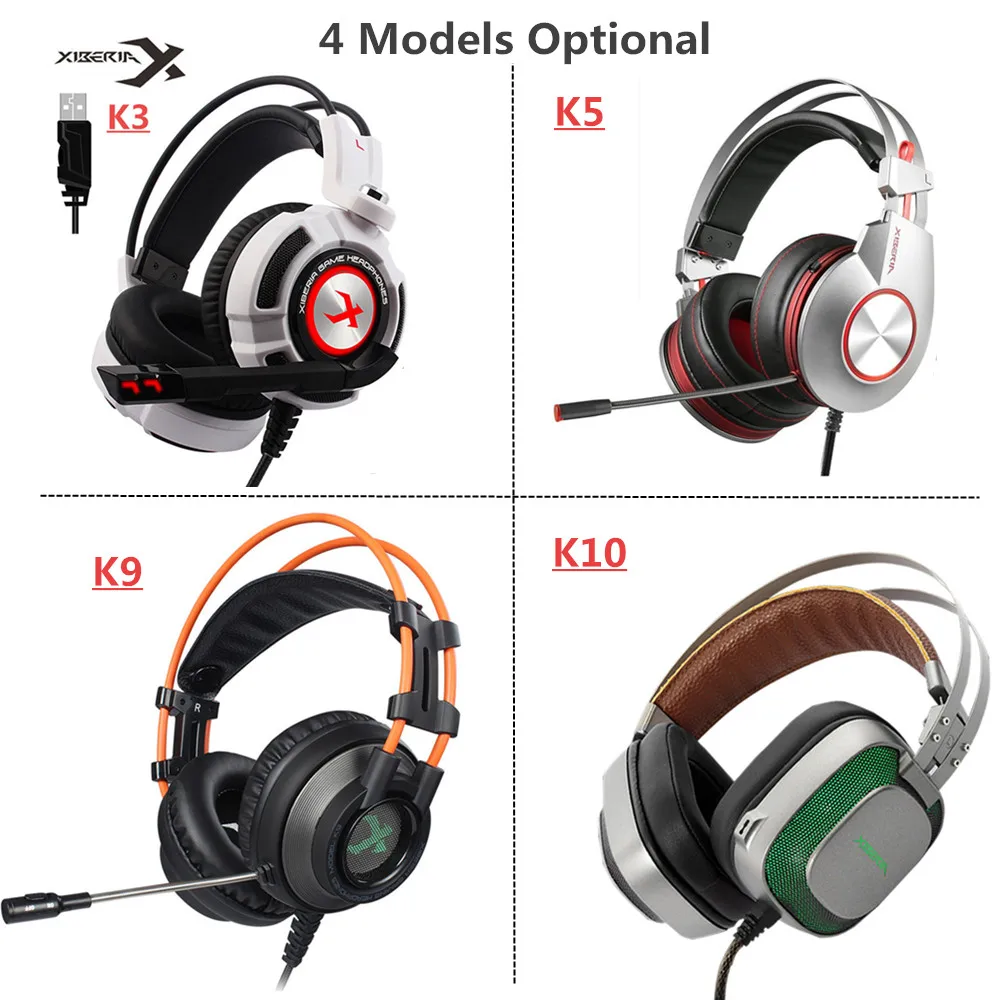 Xiberia K3/K5/k9/K10 Over Ear PC Gamer игры гарнитура USB 7 1 виртуального объемного звука стерео Бас