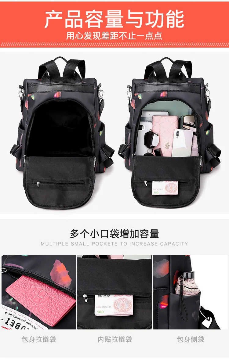 Customizable Multi-functional Triple Use Backpack Outdoor Casual Large Capacity Bag Oxford Cloth Anti-Theft Waterproof School Ba