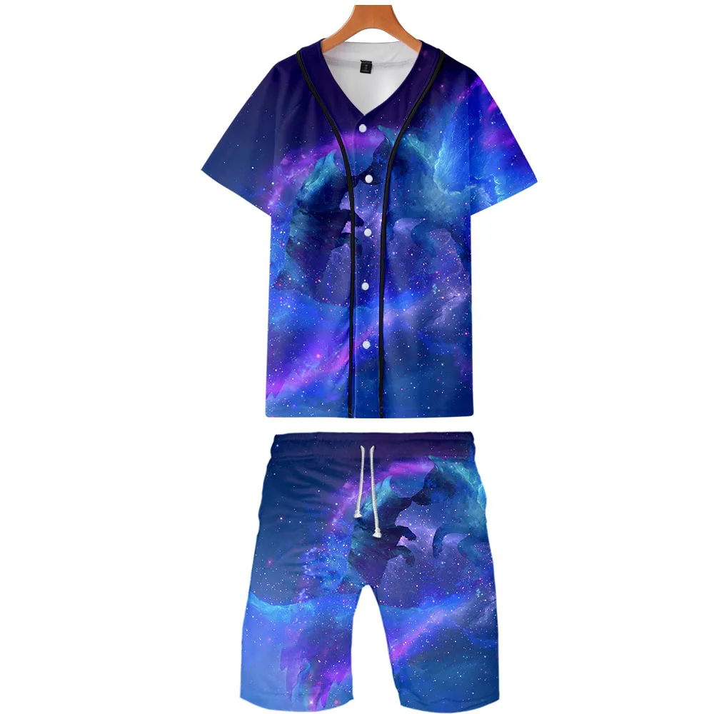 Galaxy wolf, комплект из двух предметов, куртки и шорты, Kpop, модная новинка, крутой принт, Galaxy wolf, бейсбольная куртка, набор для мужчин, уличная одежда