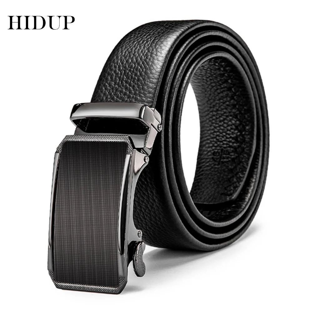 

HIDUP Men's Unique Designer Formal Style Automatic Ratchet Belt Men High Quality Soft Cow Cowhide Leather Belts Clothing NWJ810