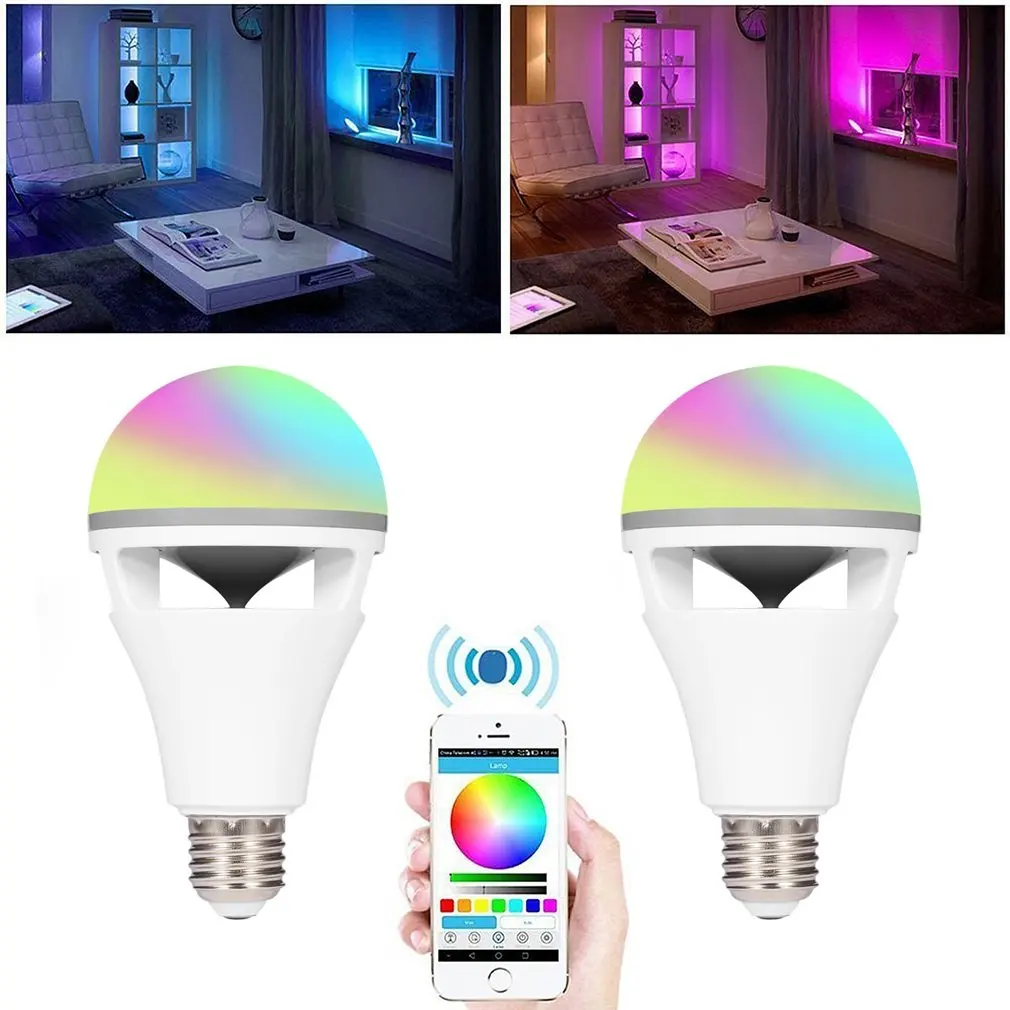 

Smart Enjoyable RGB Color Changing Music Ball LED Light E27 Bulb Bluetooth Speaker Remote Controled Via APP Control