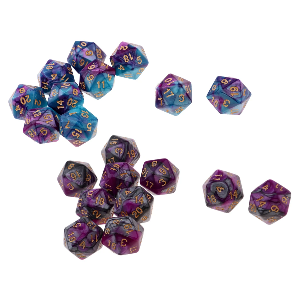20pcs/set Plastic Polyhedral Dice D20 20mm Die for Drinking Game Accessory