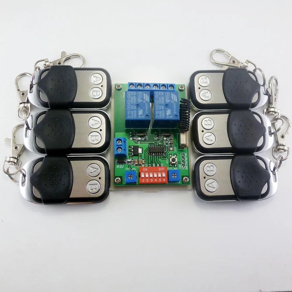 

DC12V 6pcs Transmitter + 1x Receiver kit RF 12v time delay relay 433m Wireless control