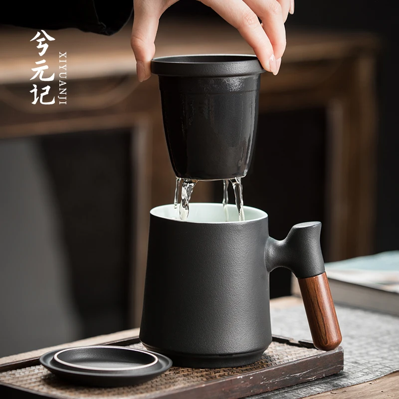 

|Office tea cup ceramic filtration Kungfu men's personal Japanese tea separation large capacity tea brewing set