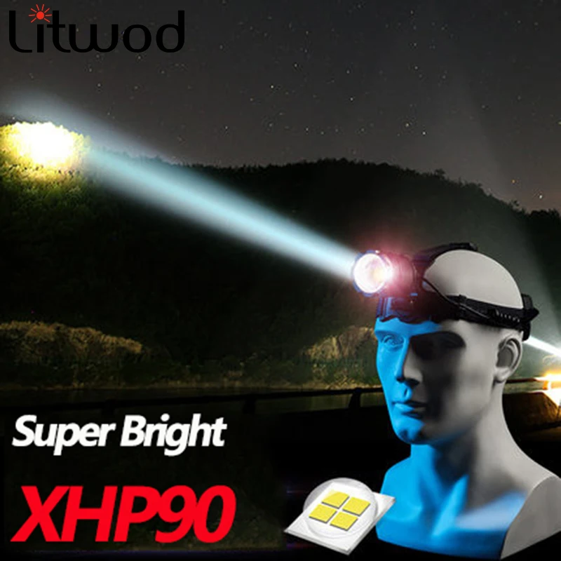 500000lm Xhp90.lampe frontale la plus puissante Lampe frontale Usb