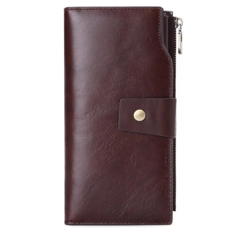

Western Cow Leather Many Card Holders Long Men Wallet Vintage Genuine Leather Zipper Hasp Coin Men Purse