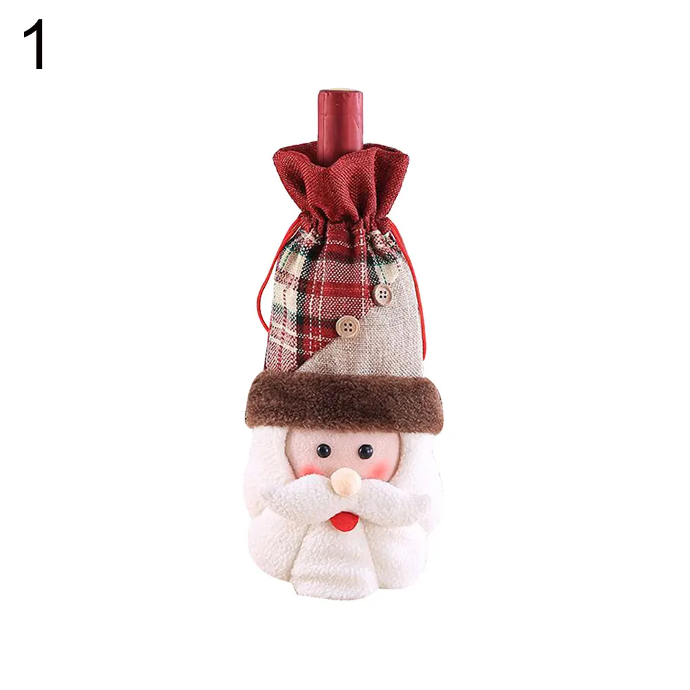 Christmas Wine Bottle Covers Christmas Santa Snowman Elk Wine Bottles Cover Bag Dining Table Decor Party Christmas Supplies