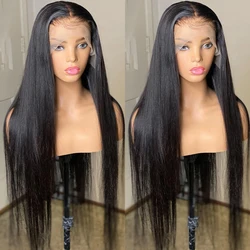13x6 HD Transparent Lace Front Wig 40 42 Inch Bone Straight Human Hair Frontal Wigs Indian Straight 4x4 5x5 6x6 Closure Wig