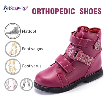 

Princepard winter classical orthopedic boots for kids 100% natural fur lining insoles genuine leather upper TPR non-slip sole