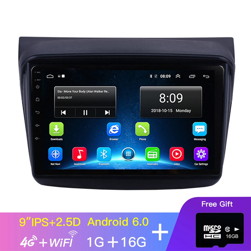 EKIY 9 ''автомобильный мультимедийный плеер 2din Android 8,1 Автомобильный gps радио для MITSUBISHI PAJERO Sport/L200/2006+ Triton/2008+ PAJERO 2010 - Цвет: 1-16-4G