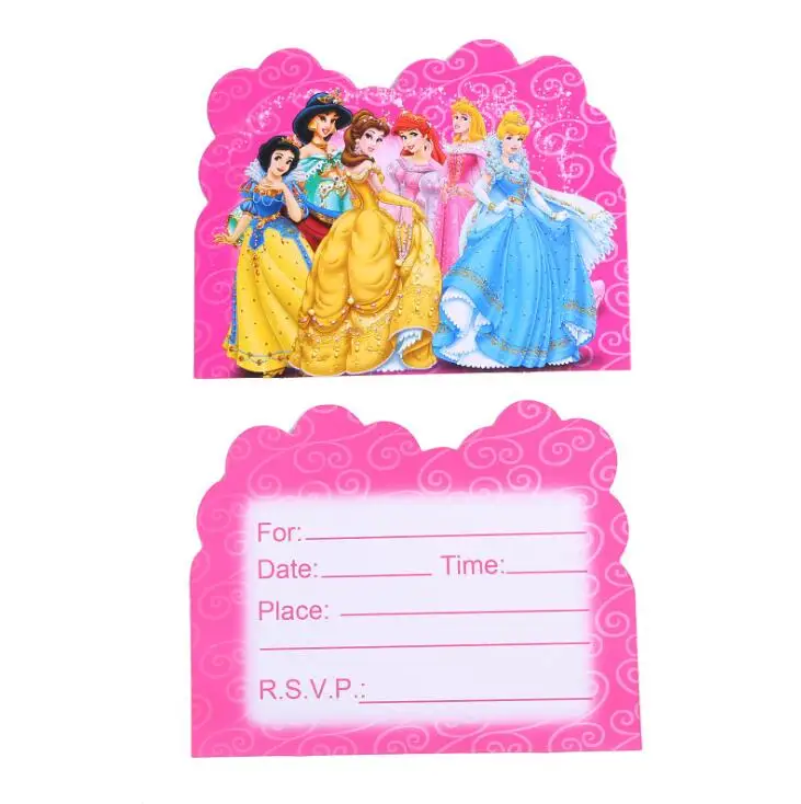 card 10pcs Вечерние украшения для торта в стиле принцессы Эльзы, платья Белоснежки, вечерние украшения для девочек на день рождения - Цвет: card 10pcs