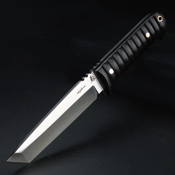 

High Quality D2 Outdoor Knife Hunting Camping Survival Straight Fixed Blade Knives Wooden Handle with Sheath