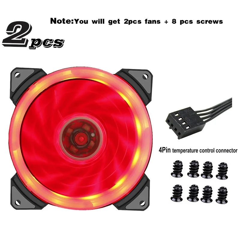 2pcs Red-4PIN 90 мм светодиодный светильник 4PIN 3PIN PC Настольный компьютер чехол охлаждающий вентилятор 12 В 9225 92x92x25 мм GPU cpu кулер двойной Halo светильник - Цвет лезвия: 2pcs Red-4PIN