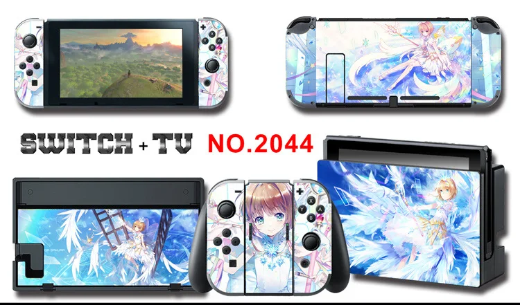 1set New Cute Anime Full Body Sticker for NS Switch Protective Cover Skin Colorful Art for Game Console Joy-Con Controller Decor
