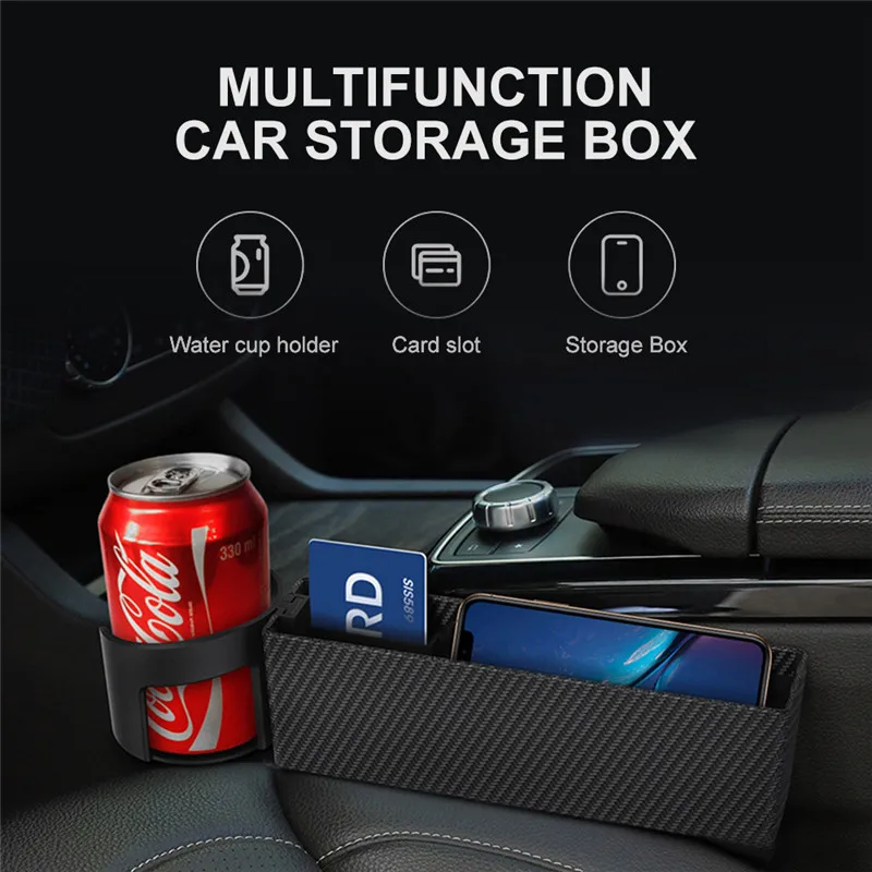 

Water Bottle Cup Holder Organizer Car Accessories Interior Seat Slot Storage Box Collapsible Quilted Multi-function Dropshipping