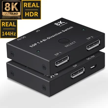 Displayport 1.4 switch splitter 144hz dp bi-sentido displayport switcher 2x1 ou 1x2 displayport 1.4 switcher 2 em 1 para fora