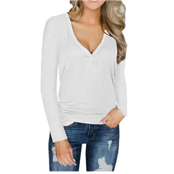 

2019 Knitting Upper Garment Long Sleeve Button V Neck Sexy Jacket Women