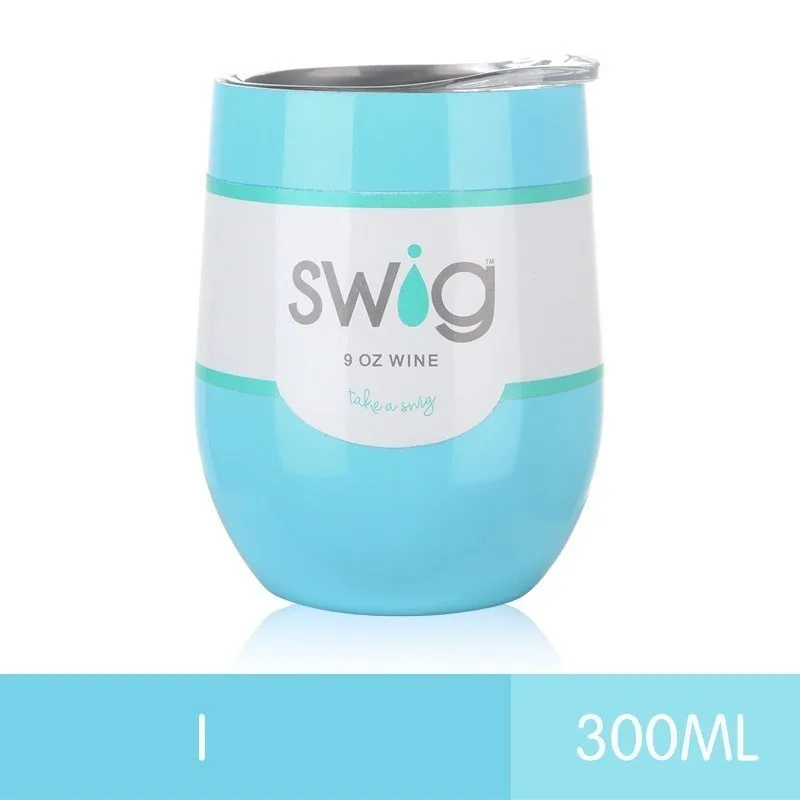 Light blue I Стакан для вина, чашка для вина, термос с изоляцией, кружка для кофе, вакуумный термос, чашка для путешествий, кружка для плавания, стакан 9 унций, чашка в форме яйца, кружка для вина, пива - Цвет: Light blue I