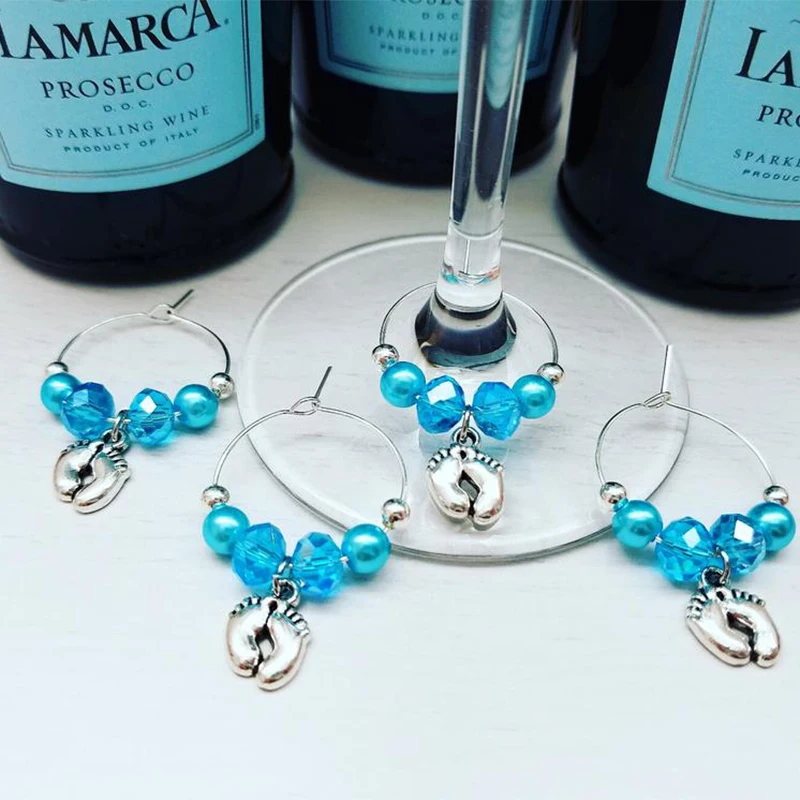Other Christening 10 Blue Baby Shower Christening Wine Glass Charms Casacarpedm