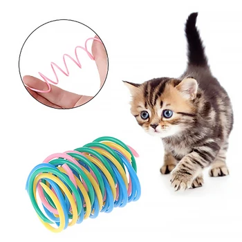 

4Pcs/set Cat Spring Toys Wide Durable Heavy Gauge Plastic Colorful Springs Cat Toy Playing Toys For Kitten Pet Accessories Set
